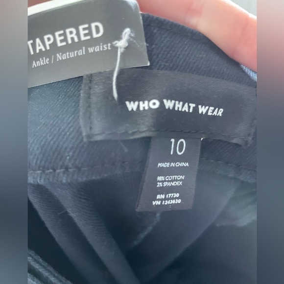 Who What Wear NWT Black Tie Waist Tapered Dress Pants 10 Button Hem - Picture 4 of 6